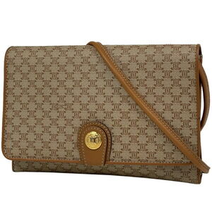 Celine Macadam Shoulder Bag Canvas Beige Brown